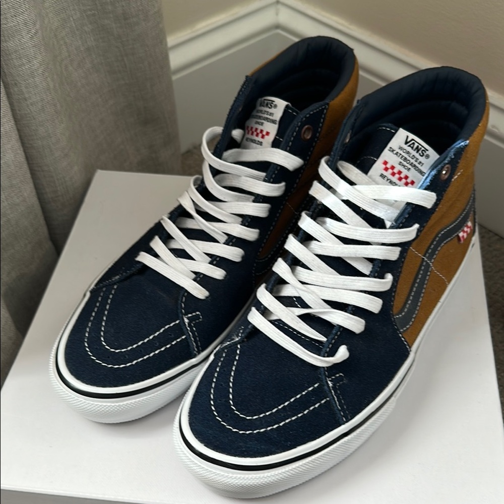 Vans Reynolds’s Old School Blue and Brown High-Top Sneakers Men's Size 10.5